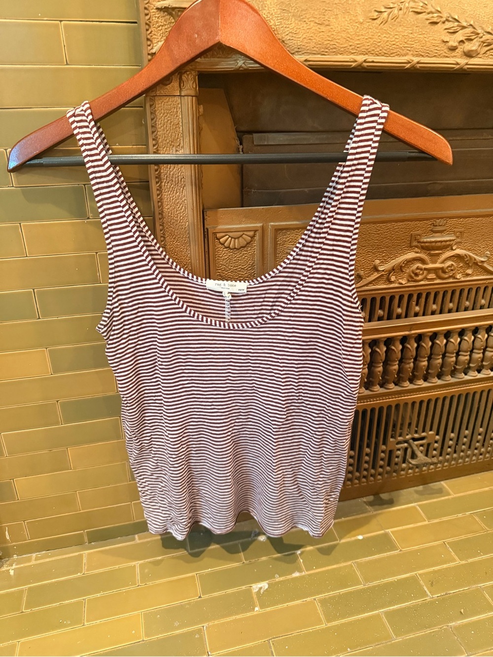 Rag & Bone Maroon & White Tank Top - Women
